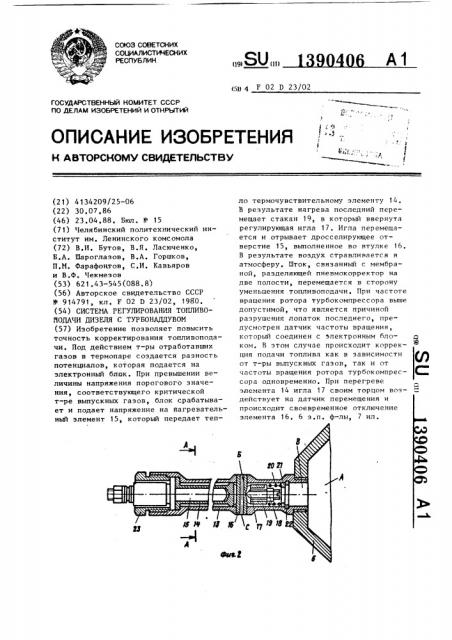 Система регулирования топливоподачи дизеля с турбонаддувом (патент 1390406)