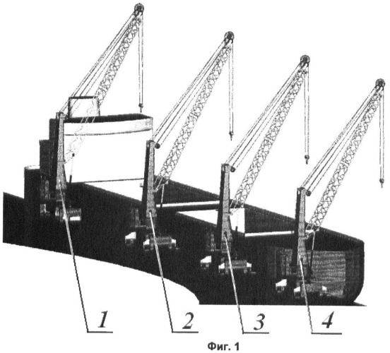 Способ обслуживания комплекса, включающего два и более мобильных стреловых портовых крана (патент 2426685)