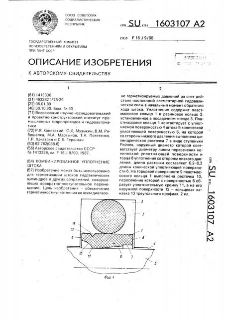 Комбинированное уплотнение штока (патент 1603107)