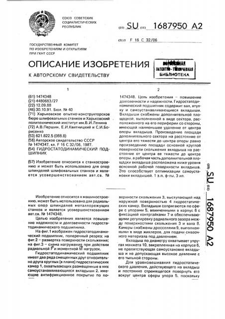 Гидростатодинамический подшипник (патент 1687950)