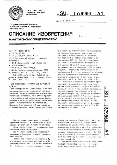 Подвижный вращатель бурового станка (патент 1579966)
