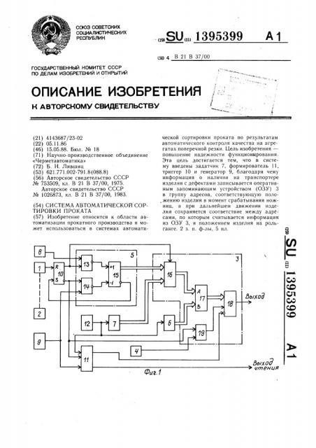 Система автоматической сортировки проката (патент 1395399)