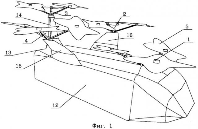 Летательный аппарат вертикального взлета и посадки с четырьмя аэродинамическими подъемно-тянущими движителями (патент 2267446)