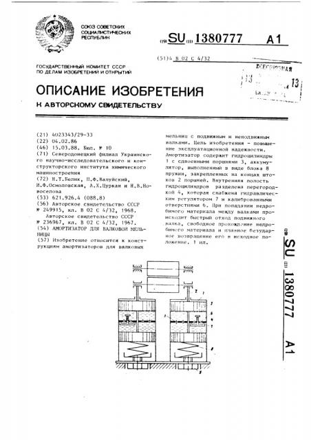 Амортизатор для валковой мельницы (патент 1380777)