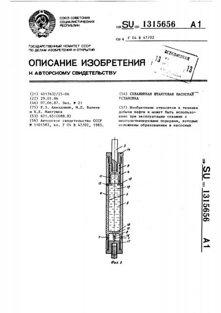 Скважинная штанговая насосная установка (патент 1315656)