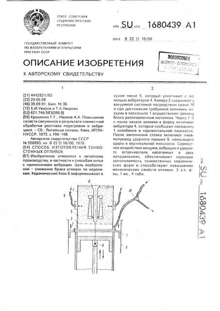 Способ изготовления тонкостенных отливок (патент 1680439)