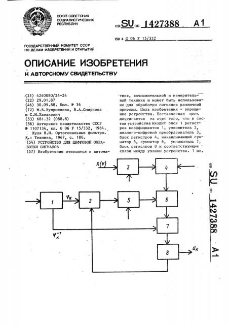 Устройство для цифровой обработки сигналов (патент 1427388)