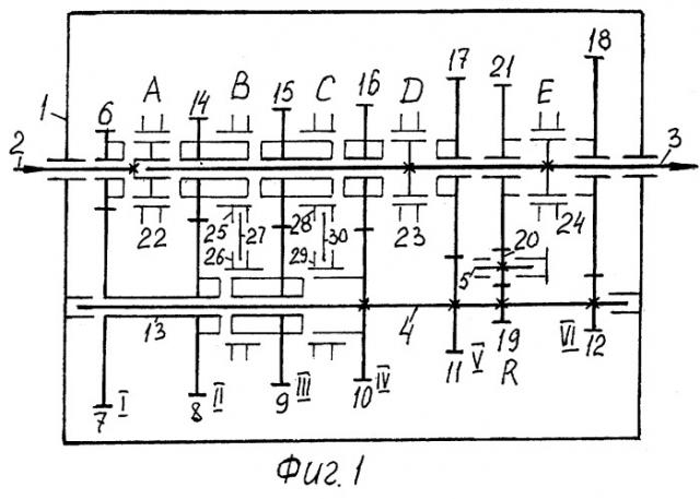 Многоступенчатая коробка передач (патент 2261184)