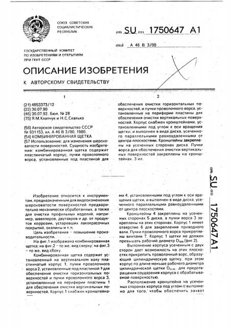 Комбинированная щетка (патент 1750647)