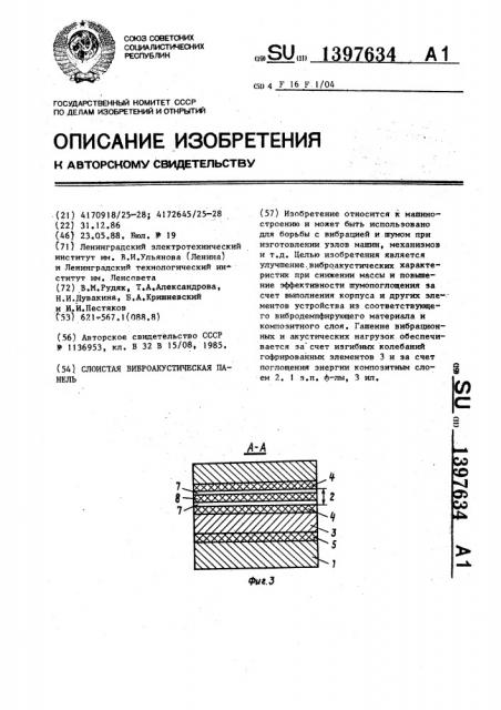 Слоистая виброакустическая панель (патент 1397634)