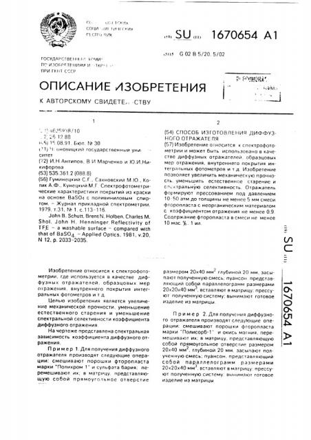 Способ изготовления диффузного отражателя (патент 1670654)