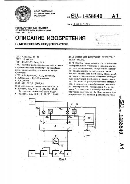 Стенд для испытаний приборов с телом накала (патент 1458840)