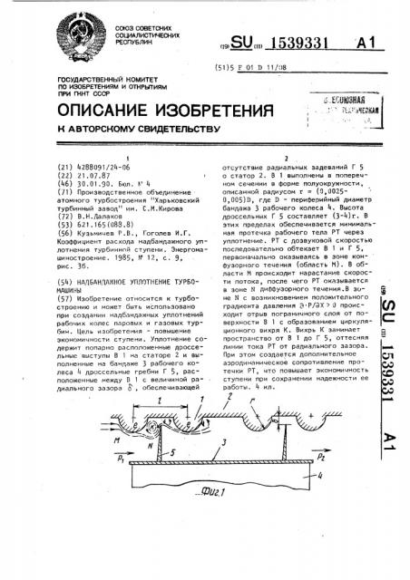Надбандажное уплотнение турбомашины (патент 1539331)