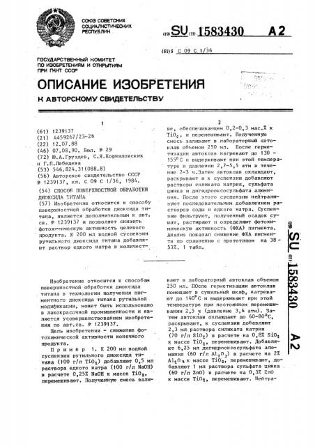 Способ поверхностной обработки диоксида титана (патент 1583430)