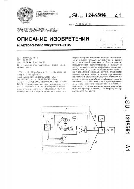 Система управления поливом (патент 1248564)