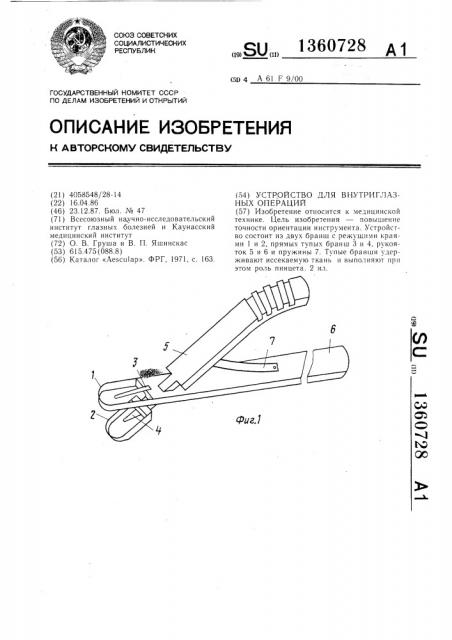 Устройство для внутриглазных операций (патент 1360728)