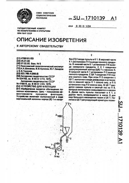 Устройство для флотации (патент 1710139)