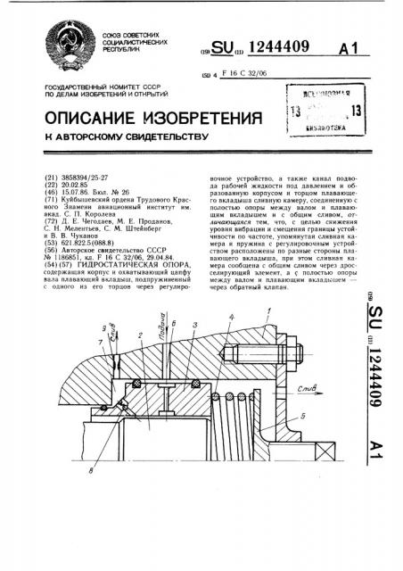 Гидростатическая опора (патент 1244409)