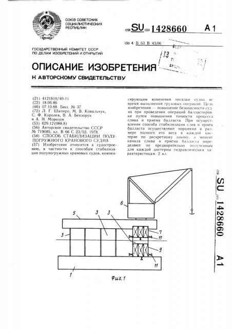 Способ стабилизации полупогружного кранового судна (патент 1428660)