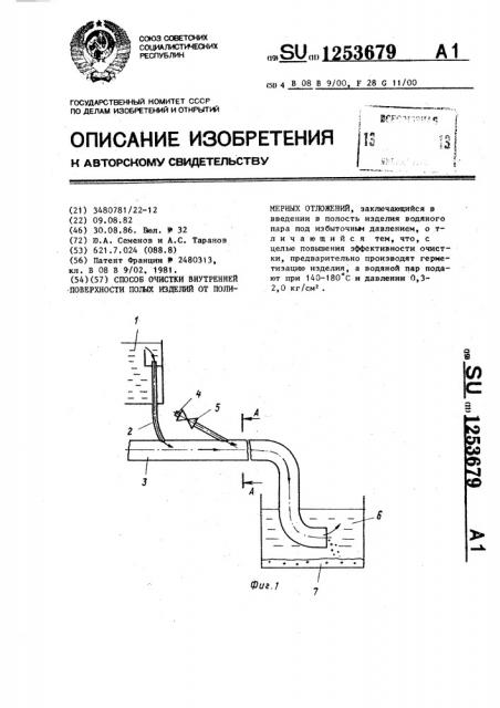 Способ очистки внутренней поверхности полых изделий от полимерных отложений (патент 1253679)