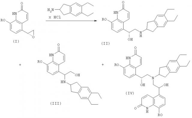 Способ получения соли 5-[(r)-2-(5, 6-диэтилиндан-2-иламино)-1-гидроксиэтил]-8-гидрокси-(1н)-хинолин-2-она, полезной в качестве адренорецепторного агониста (патент 2332405)