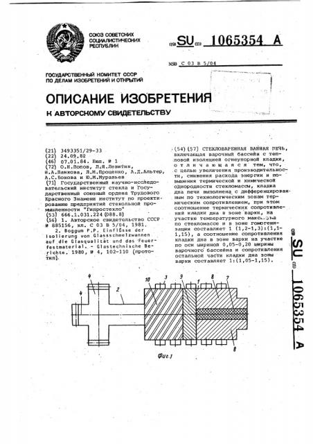 Стекловаренная ванная печь (патент 1065354)