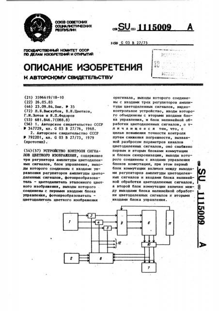 Устройство контроля сигналов цветного изображения (патент 1115009)