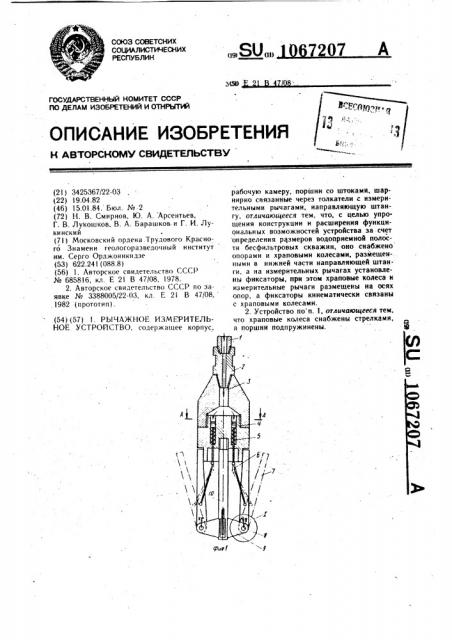 Рычажное измерительное устройство (патент 1067207)
