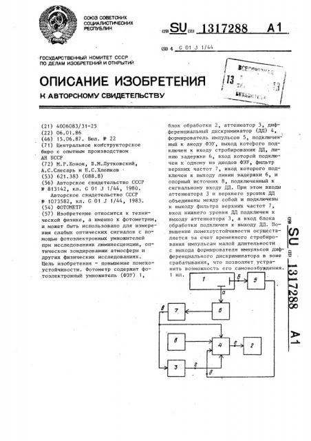 Фотометр (патент 1317288)