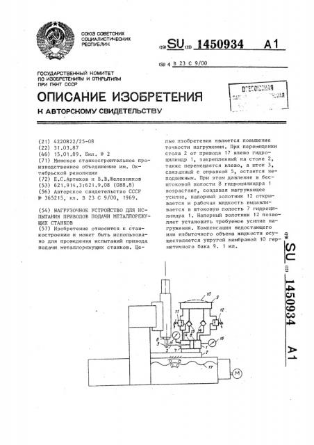 Нагрузочное устройство для испытания приводов подачи металлорежущих станков (патент 1450934)