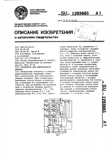 Устройство для спектрального анализа (патент 1293665)