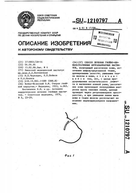 Способ лечения гнойно-инфильтративных интрамаммарных маститов (патент 1210797)