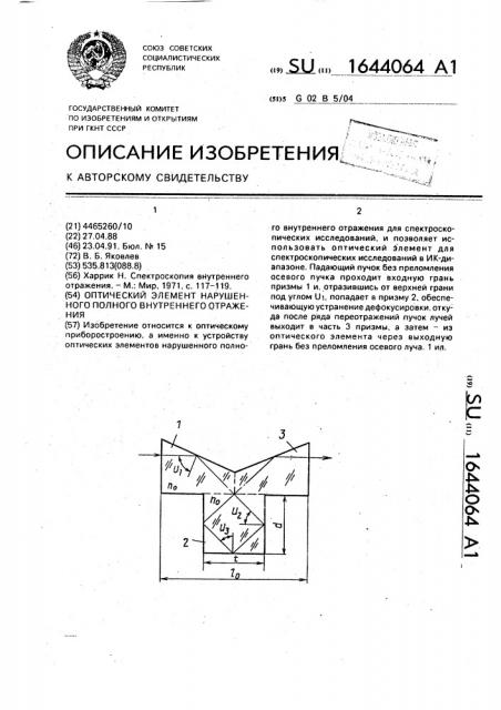 Оптический элемент нарушенного полного внутреннего отражения (патент 1644064)