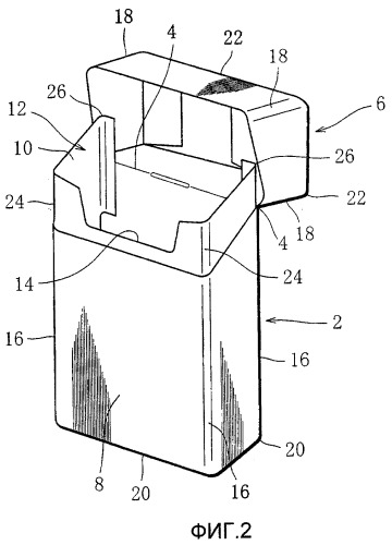 Упаковка для стержнеобразных табачных изделий и заготовка для этой упаковки (патент 2384500)