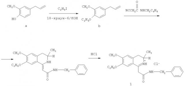 N-бензиламид 2-(3-метил-6-метокси-7-этокси-3,4-дигидроизохинолил-1)-этановой кислоты гидрохлорид, проявляющий инсектицидное действие (патент 2529504)