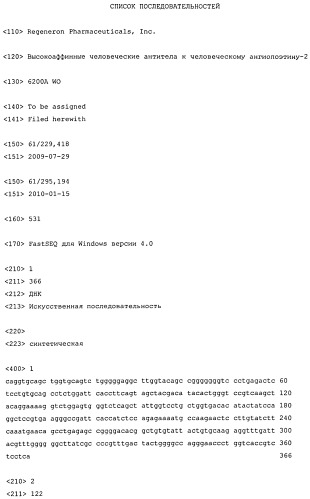 Высокоаффинные человеческие антитела к человеческому ангиопоэтину-2 (патент 2545399)