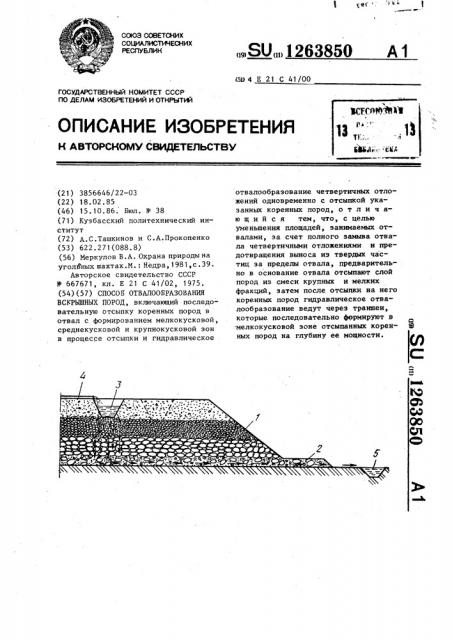 Способ отвалообразования вскрышных пород (патент 1263850)