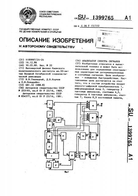 Анализатор спектра сигналов (патент 1399765)