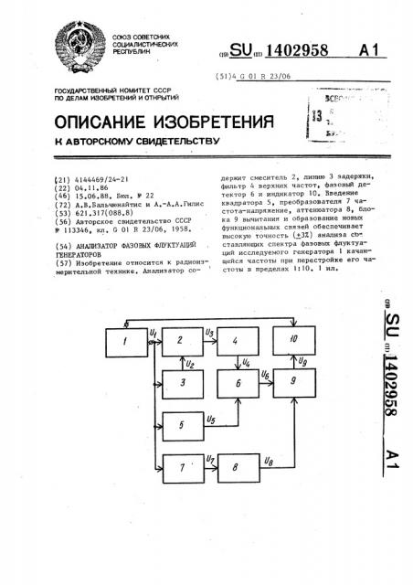 Анализатор фазовых флуктуаций генераторов (патент 1402958)