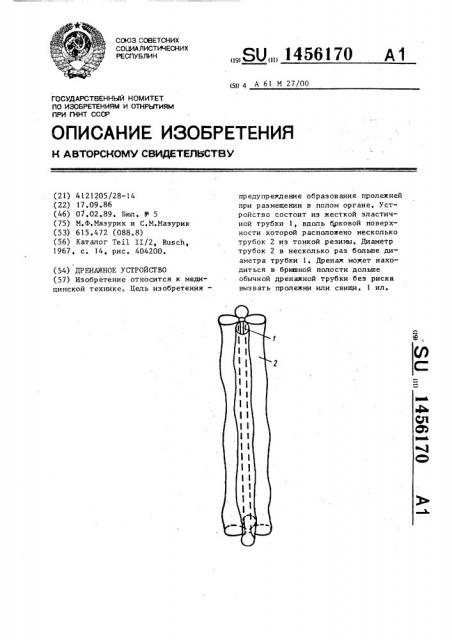 Дренажное устройство (патент 1456170)