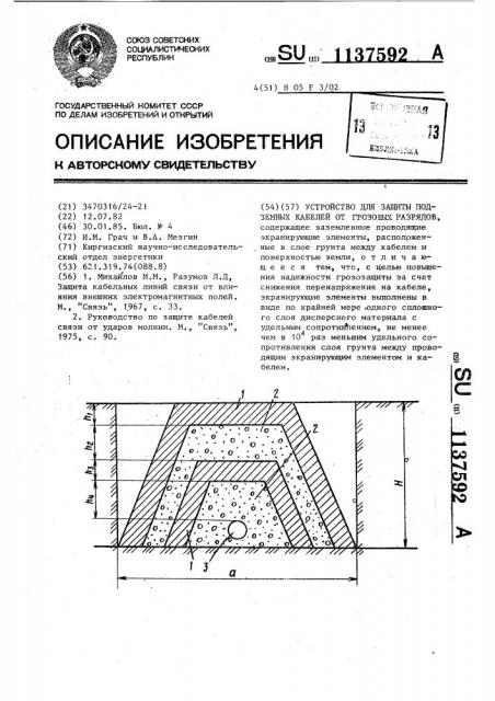 Устройство для защиты подземных кабелей от грозовых разрядов (патент 1137592)