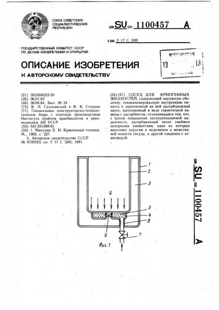 Сосуд для криогенных жидкостей (патент 1100457)