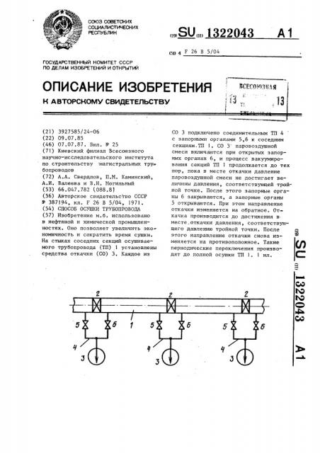 Способ осушки трубопровода (патент 1322043)