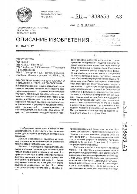 Система питания для газового двигателя внутреннего сгорания (патент 1838653)