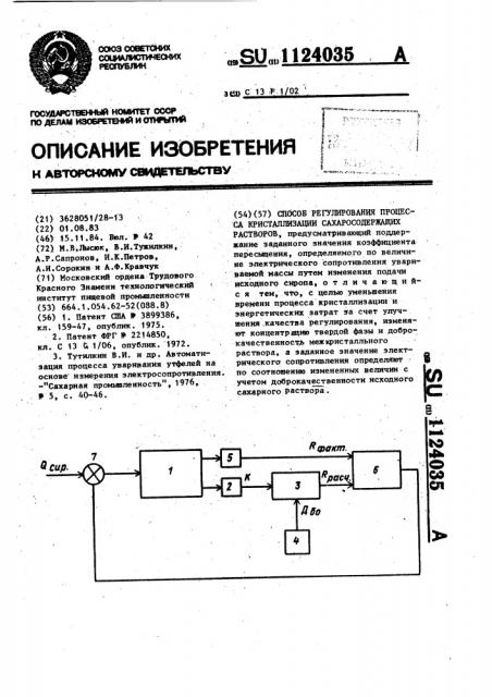 Способ регулирования процесса кристаллизации сахаросодержащих растворов (патент 1124035)