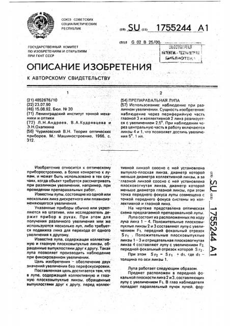 Препаравальная лупа (патент 1755244)