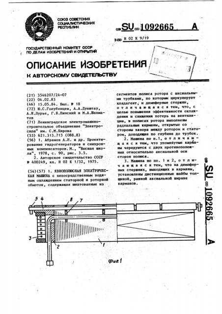 Явнополюсная электрическая машина (патент 1092665)