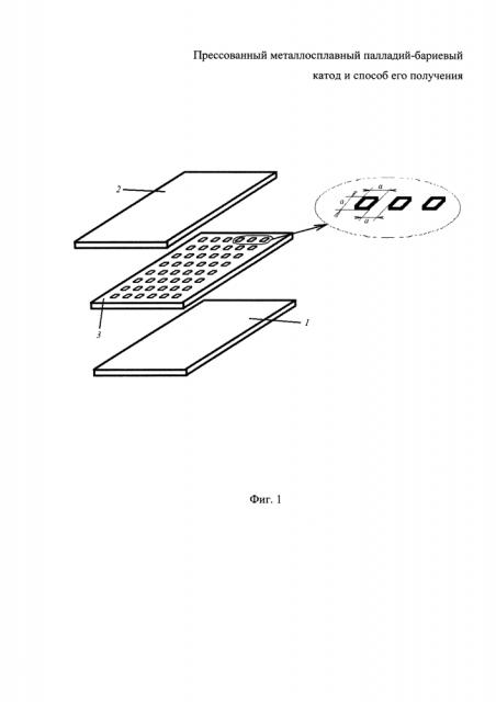 Прессованный металлосплавный палладий-бариевый катод и способ его получения (патент 2647388)
