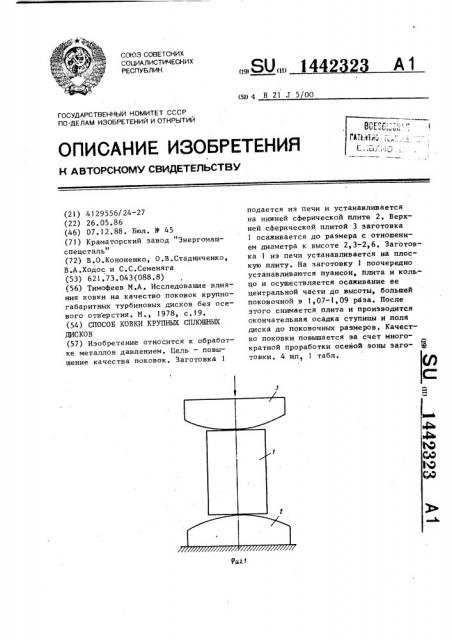 Способ ковки крупных сплошных дисков (патент 1442323)