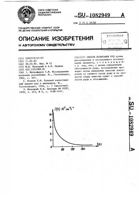 Способ испытания руд (патент 1082949)